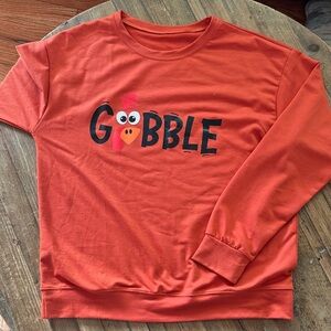 SHEIN Orange Gobble Long Sleeve Tee